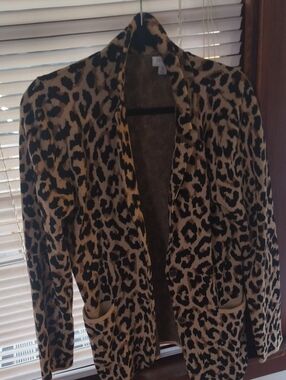J Crew Factory Leopard Print Open Front Cardigan Jacket - Brown/Black